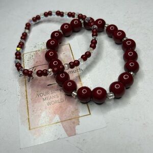 Red Jasper & Crystal Bead Bracelets